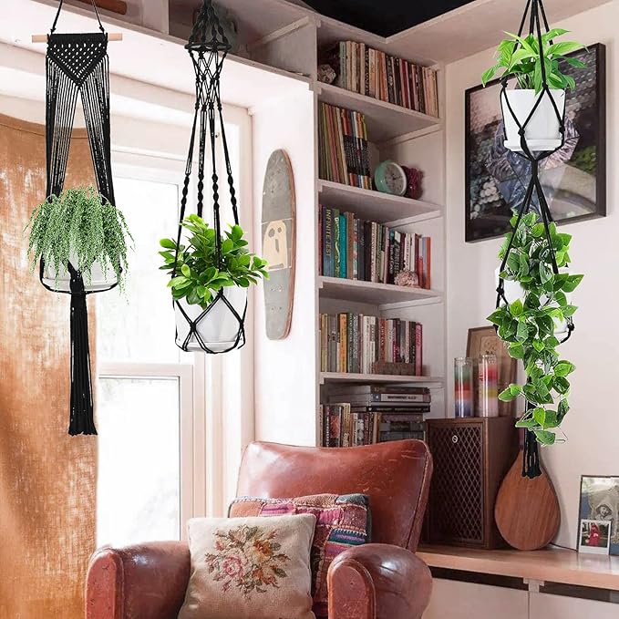 SFENNGPET Macrame Plant Hangers, 6Pack Hanging Planters for Indoor Plants w/ 6 Set Hangers Kit Handmade Macromay Plant Hangers Indoor Flower Pots Holder Stand for Boho Home Décor (POTS NOT Included)