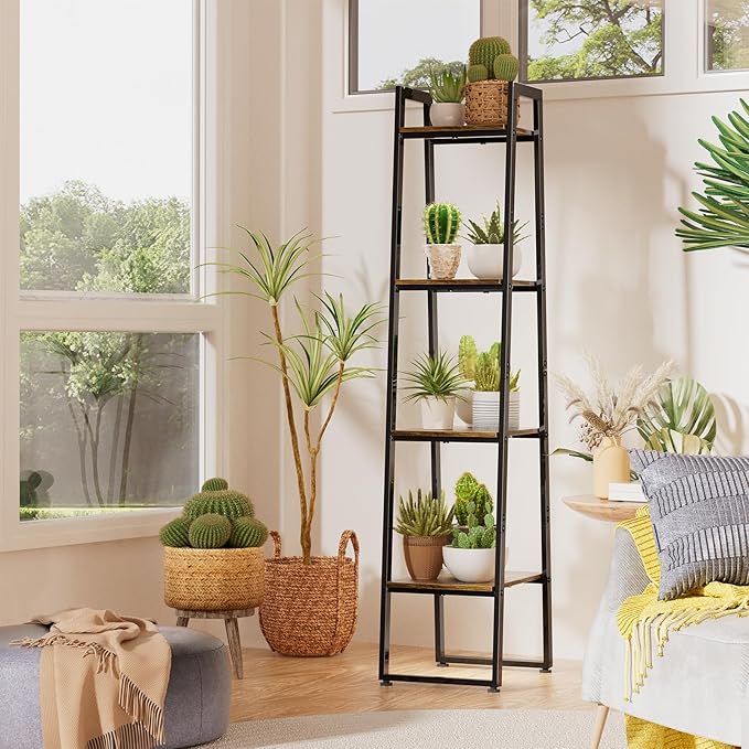 Simple Trending Plant Stand Indoor with Grow Light, 4 Tier Tall Metal Plant Shelf, Heavy Duty Ladder Flower Planter Display Holder for Bedroom Balcony Decor Patio，Black