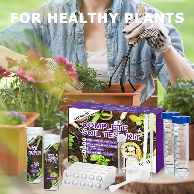 2026 New 4-in-1 Soil Test Kit - 40 Tests Professional Soil Testing Kit for pH, Nitrogen, Phosphorus & Potassium, Ideal for Gardening Flowers Vegetables Lawn Indoor & Outdoor Plants