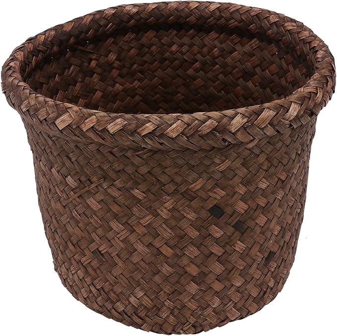6 inch Seagrass Planter Basket, rattan plant basket Woven Flower Plant Pot Plant Container Flower Pot Cover, Stylish Planter Baskets for Indoor Plants- wicker storage bins S woven plant basket