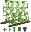 OTOSUNNY Garden Trellis for Climbing Plants Outdoor, Cucumber Trellis for Raised Bed Garden, Arch Trellis Support for Cucumbers Tomatoes Beans Peas, 50x48 inch, Metal Trellis with Netting, Green