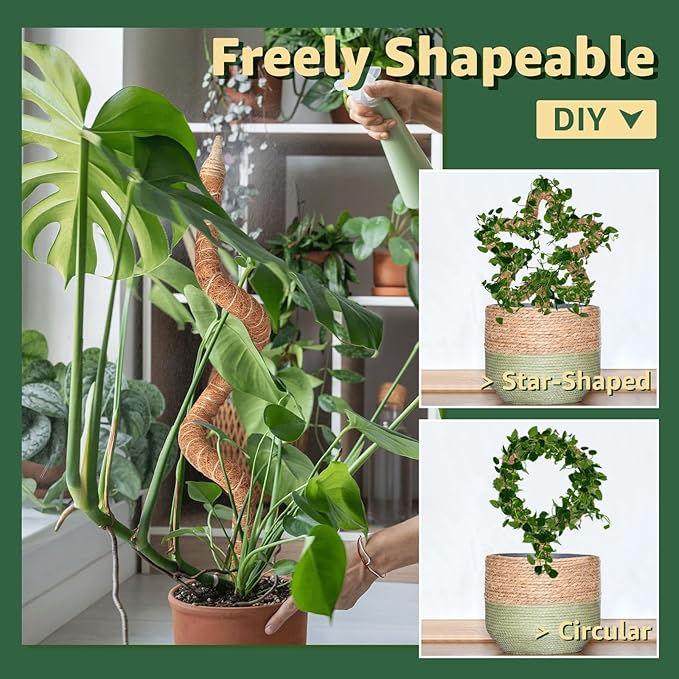 3-Pack 35in Bendable & Sturdy Plant Moss Pole for Monstera, Gifts for Plant Lovers, Pothos Vines, Philodendron, Fishbone Cactus & Indoor Tropical Houseplants, Coco Coir