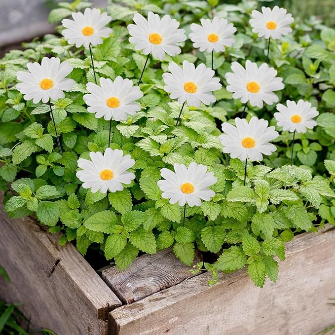 Garden Stakes Decor,10Pcs Garden Stakes Decorative Outdoor Lawn Pathway Patio Plant Pot Art Stick Yard Art Decorations for Pot Lawn Patio Corridor Flower Bed Outdoor Plant (Sunflower 10PCS)
