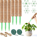 6 Pack Moss Pole for Plants Monstera,Stackable Moss Pole for Plants,Coir Totem Pole Tall for Climbing Plant,Sphagnum,Indoor Potted Plant with Garden Ties and Stem Support (3x17in + 3x12in)