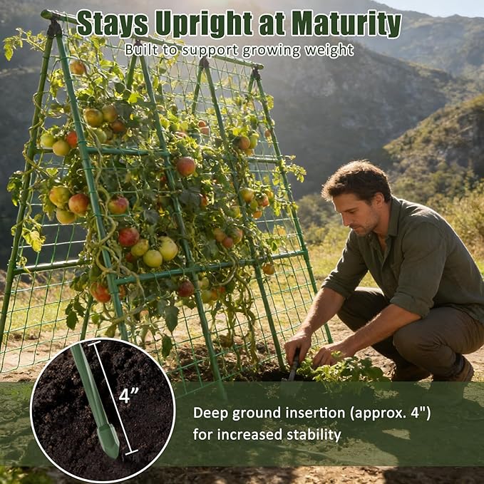 Miory Cucumber Trellis, 48"x48" A-Frame Trellis for Raised Bed, Garden Trellis for Climbing Plants Outdoor, Plant Support for Vegetables Vines