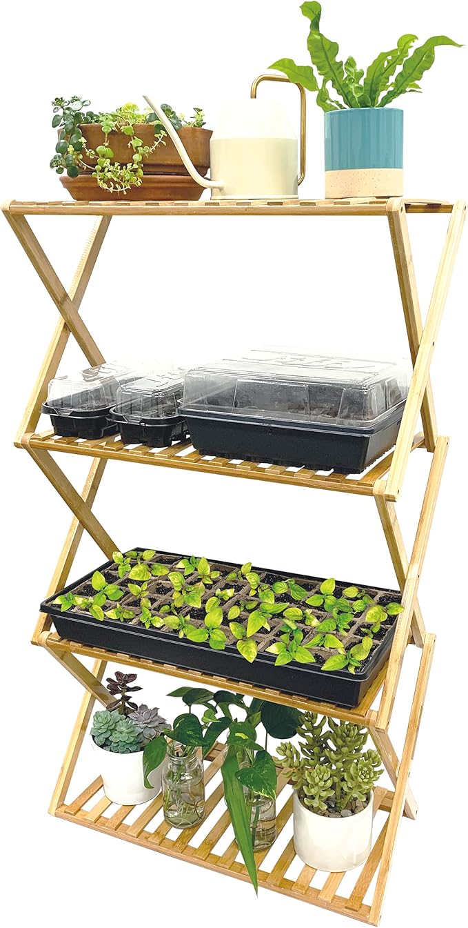 Ferry Morse Plant Stand - Multi-Tier Seed Starting Station for Seedlings - Indoor - Bamboo
