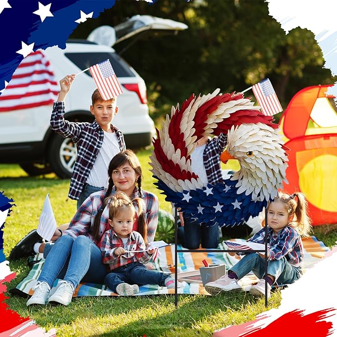 Amyhill 4th of July Decorations Patriotic Eagle Metal Garden Stake, 250th Anniversary Red White Blue Yard Sign, Independence Day Memorial Day Outdoor Decor for Lawn, Patio, Walkway, and Outside