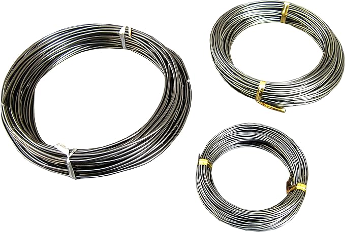 150Feet Anodized Aluminum Bonsai Training Wire 3-Size Starter Set, Multipurpose Crafting DIY Wires Ties - 1.0mm, 1.5mm, 2.0mm(Each 50Ft), Easy Bending Cutting, Quality Alu Tie Wire 3 Size Pack (Black)