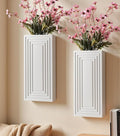 Wooden Wall Planter Vase,2 Pack Hanging Planter for Indoor Fake Plants Modern Boho Farmhouse Wall Art Decor for Home Indoor Kitchen Modern Farmhouse Bathroom Living Room Dining Room(White)