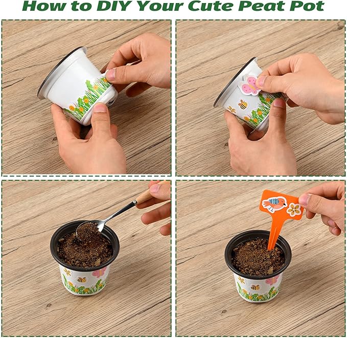 Kavoc 30 Pcs Garden Pot Craft Kit,Kindergarten Handmade Flower Pot Crafts with Stickers Plant Labels Name Tags,Flower Planting Growing Kit for Birthday Mothers Day Arts Kit