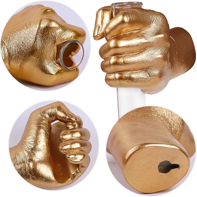 Hand Wall Vase, Gold Hand Sculpture for Kinetic Art,Unique Wall Spooky Hand Decor, Hanging Vase for Unique Decoration in Living Rooms, Entrance and Room,Palmistry vase Statue (Gold)