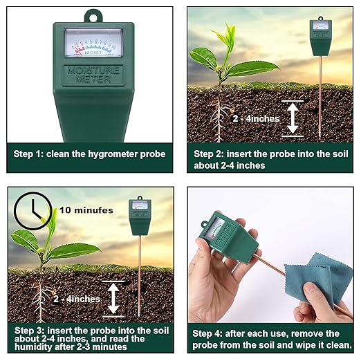 2 Packs Soil Moisture Meter for House Plants, Plant Water Meter Soil Tester Test Kit Soil Hygrometer Sensor for Indoor & Outdoor Use Garden Lawn Farm, No Battery Required (Black & Green)