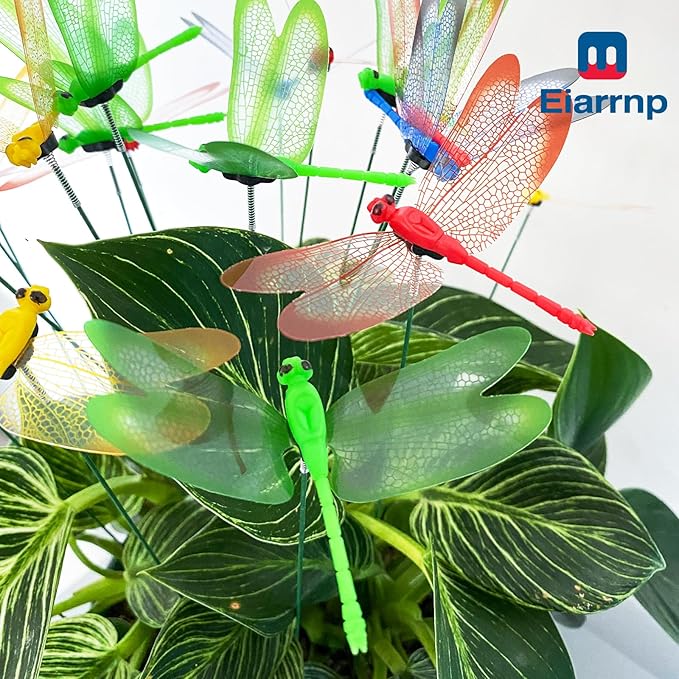 3D Decorative Dragonfly Garden Stakes Dragonflies Garden Decorations for Yard Patio Lawn Plant Flower Pot Decor, 12 Pcs