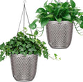 QCQHDU Hanging Planters for Indoor Plants, 2-Pack 7.2 Inch Self Watering Hanging Pots, Plastic Plant Hanger with Drainage Holes and 3 Hooks Chains for Garden Home (Gray)