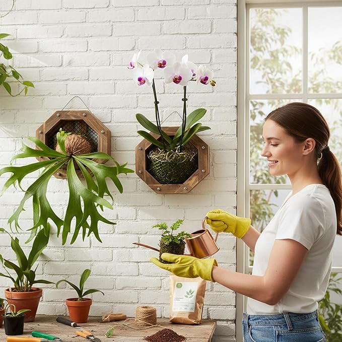 Staghorn Fern Mounting Kit - Wood Wall Planter for Orchids,Herbs & Indoor Plants | Hanging Plant Holder,Basket & Stand for Wall Decor(8.18inch)