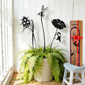 3-Pack Insect Metal Garden Stakes for Indoor&Outdoor Potted Plants, Rustic Metal Flowers for Outside, Decorative Outdoor Status,Gift-Boxed Garden Decor(Black Ladybug&Bee Flower Set)
