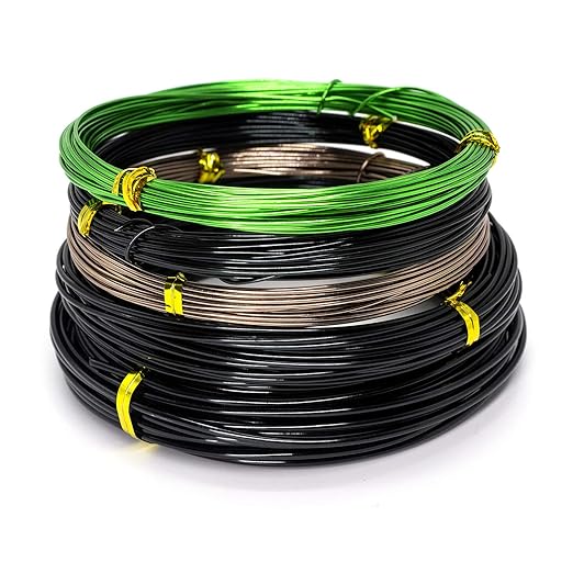 Bonsai Wire Kit - 5 Rolls, 164 Feet Total. Anodized Aluminum Training Wire, 1mm/1.5mm/2.0mm, for Bonsai Trees Indoor