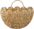 Coeusy Wicker Hanging Basket,Scalloped Wall Basket for Organizing & Decor,Woven Water Hyacinth Hanging Wall Baskets for Flower,Mail,Stuffed Animals,Hanging Storage Baskets for Wall,Door,Nursery