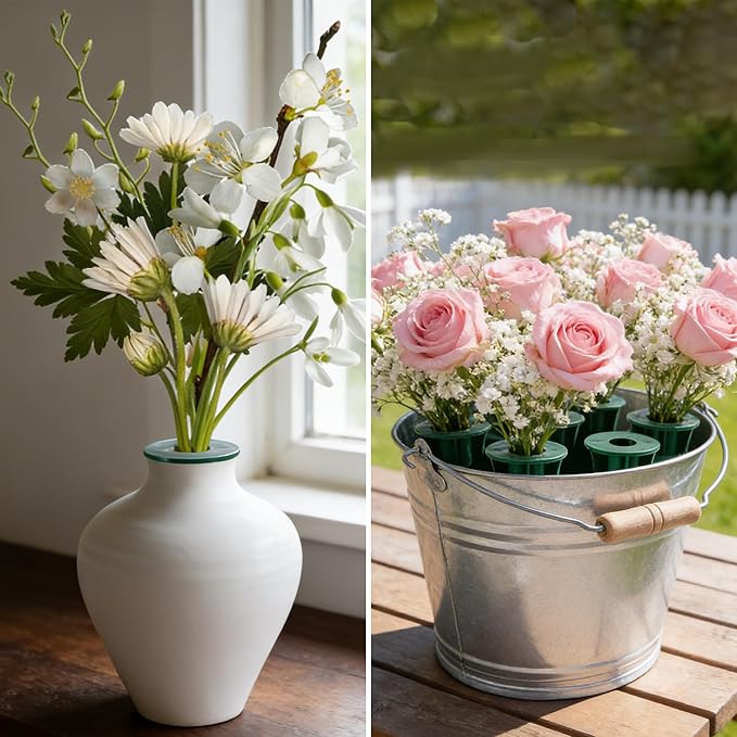 4 Pcs Memorial Artificial Flower Holder, Patio Garden Floral Ground Spikes, Cemetery Flower Container Stakes for Outdoor Yard Grave Faux Flowers Indoor Window Box Planter Pot