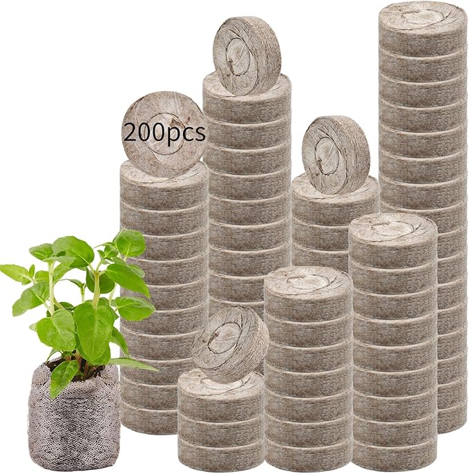 Legigo 200 Pcs 30mm Peat Pellets Seed Starter Soil Pods, Seedling Soil Peat Pods for Seed Starting, Compressed Seed Pod Starter Plugs for Garden Vegetables Plant Cuttings Herbs and Flowers