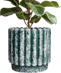 Ceramicfor 12 Inch Pots for Plants - Ceramic Indoor Planters with Drainage Hole, Decorative Large Planters for Outdoor Plants, Fluted Round Ceramic Flower Pots, Home Patio Decor, Birthday Gifts, Green
