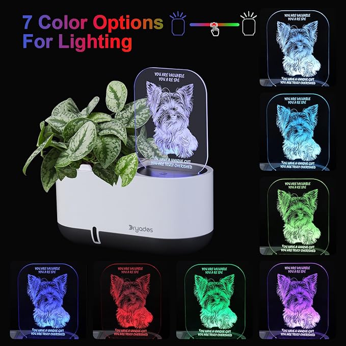 Self-Watering Plant Pot with LED Note Board & 7 Colors Pen, Led Acrylic Message Board with Plant Pot,Dog Board Night Light with Planting Pot for Mother's Day/Thanksgiving/Gifts(No Plant&Seed)