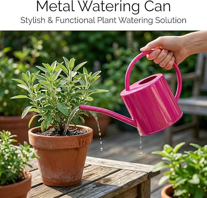 51 Ounce/1.5L Watering Can for Indoor and Outdoor Plants - Long Spout Water Can for Garden, Flower, House Plants, Decorative Watering Can(Rose)