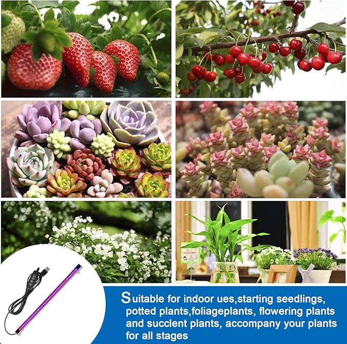 Sondiko LED Grow Light Strip, Auto On&Off Every Day Grow Light with Upgraded Controller, 48 LEDs, 4 Dimmable Levels for Indoor Plants