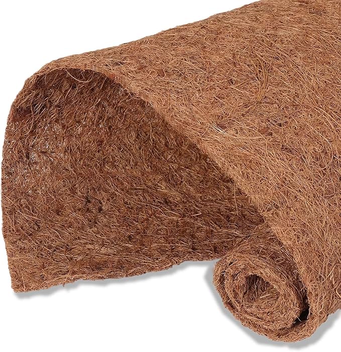 MIOHNAN Natural Coco Coir Fiber Liner Roll Sheet, Coconut Fiber Pad, Coconut Husk Liners Mat for Planters Baskets, DIY Moss Pole - 16x96 inch