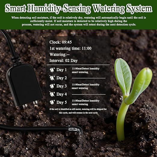 Topotdor Automatic Indoor Plant Waterer for 15 Potted Plants, Self Watering System Drip Irrigation Kit with Programmable Timer & Smart Humidity Detection