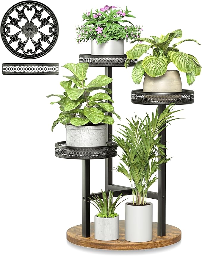 Plant Stand Indoor Outdoor 3 Tier Corner Metal Plant Shelf Tiered Flower Pot Stands for Garden Balcony Living Room