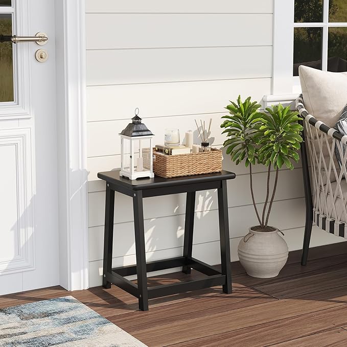 Wooden Step Stool Tall Seat Stool Dining Piano Stool End Side Table Wood Plant Stand Table Indoor Bedside Table Nightstand Flower Pot Stand for Living Room Bathroom Bedroom Kitchen (Black)