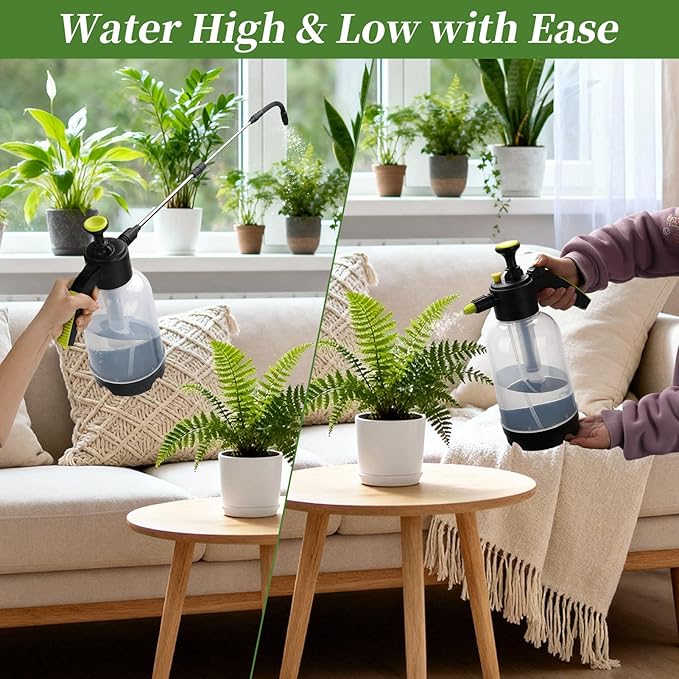 Handheld Pump Sprayer for Hanging Plants with 24.4" Long Spout, Watering Bottle Sprayer for Watering Hanging Plant Basket, Hard to Reach High Plant for Indoor or Garden 2L(0.5Gal)