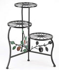Vintage Plant Holder, Multi Tier Plant Stand Wrought Iron, Tri-Level Plant Stands, Round Metal Plant Rack, Black Patio Plant Shelf, Apple Flower Pot Stand, Indoor Outdoor Plant Lover Gifts