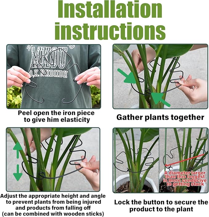 Yohsnor 5PCS Monstera Plant Stem Support -7.3*6.25IN Adjustable Metal Stake for Climbing Plants, Durable Garden Support with Gentle Grips, Ideal for Indoor & Outdoor Use, Ideal Gift for Plant Lovers