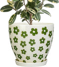 MPotTo Ceramic Flower Pot - 10 Inch Plant Pot Indoor with Drainage Hole and Saucer, Boho Round Ceramic Planter for Indoor Outdoor Plants, Plant Lover Gifts, Home Garden House Decor, White