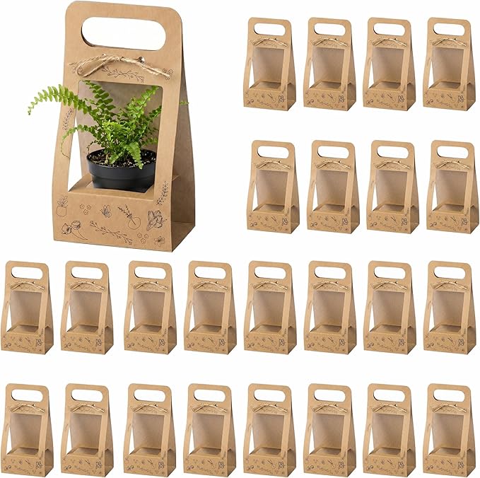 Fayoula 24 Pcs Succulent Wrap Bags, Kraft Paper Gift Box for 3 Inch Pots, Party Favors, Baby Shower