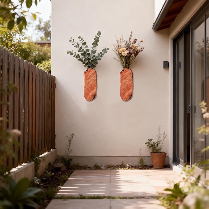Flower Vase Pots Wall Planters Holder for Indoor Plants Hanging Planters Wall Vase Wooden Plant Hanging Farmhouse Wall Art Decor for for Entryway Hallway Bathroom Living Room, Dining Room