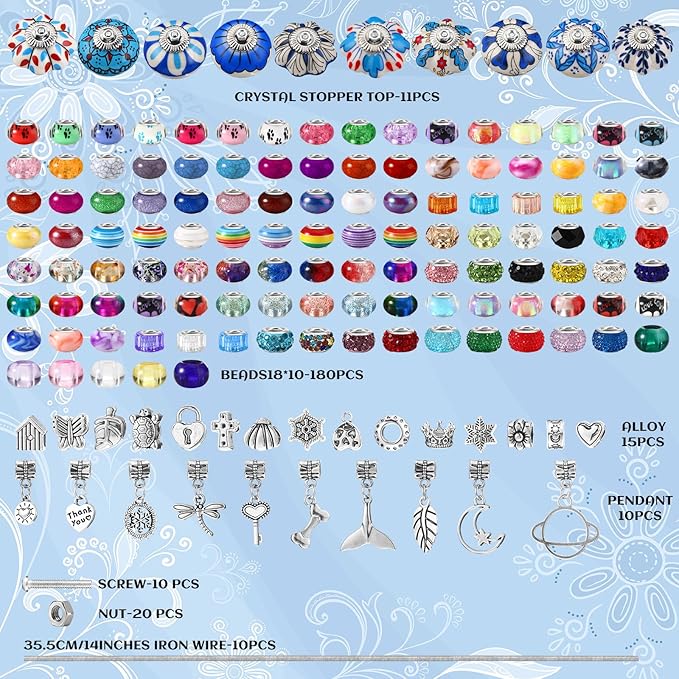 Silipull 255 Pcs 14 Inch Christmas Garden Stakes Decorative Blue and White Porcelain Ceramic Round Beaded Garden Stakes Decor Fairy Sticks for Indoor Outdoor Yard Lawn Pathway Patio Decoration