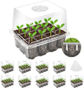 MIXC Seed Starter Tray with Elevated Lid, 120 Cells Seed Starter Kit with Adjustable Humidity Dome, Drainage Hole, Clear Heightened Lids for Indoor Outdoor Greenhouse Gardens, 10 Pack, Transparent