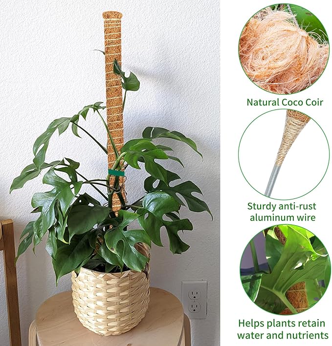 4 Pack Moss Pole, 26.8-Inch Moss Poles for Plants Monstera,Bendable Plant Support Stakes for Climbing Plants Indoor, Garden Trellis Plant Stick for Potted Plants, Pothos Philodendron