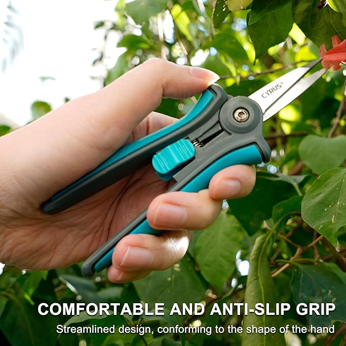 CYRUS 6" Pruning Snips - Precision Micro-Tip Garden Shears for Flower Cutting, Bonsai Trimming, and Indoor Plant Care, Stainless Steel Floral Scissors for Fresh Flowers, Stems, and Small Branches