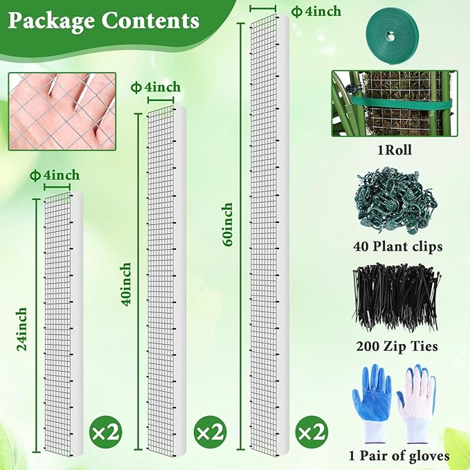 24"+40"+60" Metal Moss Pole - 6 Pack D Shape Sphagnum Moss Pole, Moss Poles for Climbing Plants, Monstera, Climbing Plants Indoor