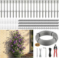 20 Set Wire Trellis Kit, 98ft x 2mm T316 Stainless Steel Cable & Cutter, Corrosion Resistant Outdoor Wall Espalier System for Climbing Plants and Vine Support (Installation Tools Included)