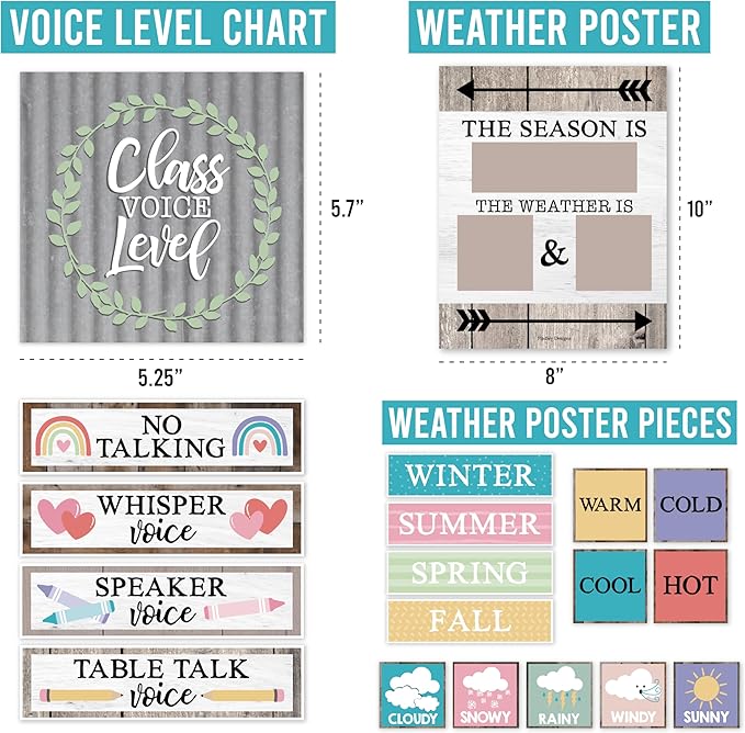Hadley Designs Classroom Calendar Set Bulletin Board Decorations - Colorful School Calendar for Classroom Decor, Kindergarten Preschool Elementary Teacher Must Haves, Homeschool & Daycare Essentials