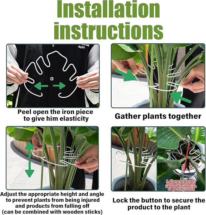 Yohsnor White Monstera Plant Stem Support - 5PCS 7.3x6.25in Durable Adjustable Garden Stake for Indoor Plants, Fishbone Cactus Holder, Innovative Leaf Clip Set, Ideal Tool for Healthy Plant Growth