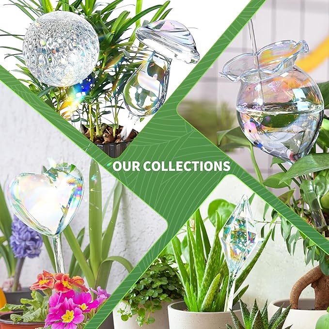 Indoor Pot Automatic Watering Flower Ball, Pot Automatic Watering Glass Ball, Rainbow Striped Love Shaped Glass Watering System 2 Sets, Home Interior Decoration, Plant Accessories