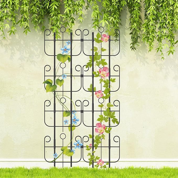8 Pack Trellis for Climbing Plants Indoor, Expandable Heavy-Duty Metal Trellis for Potted Plants Outdoor, Flowers Vine Ivy, Sturdy Houseplant Pothos Plant Climber Support