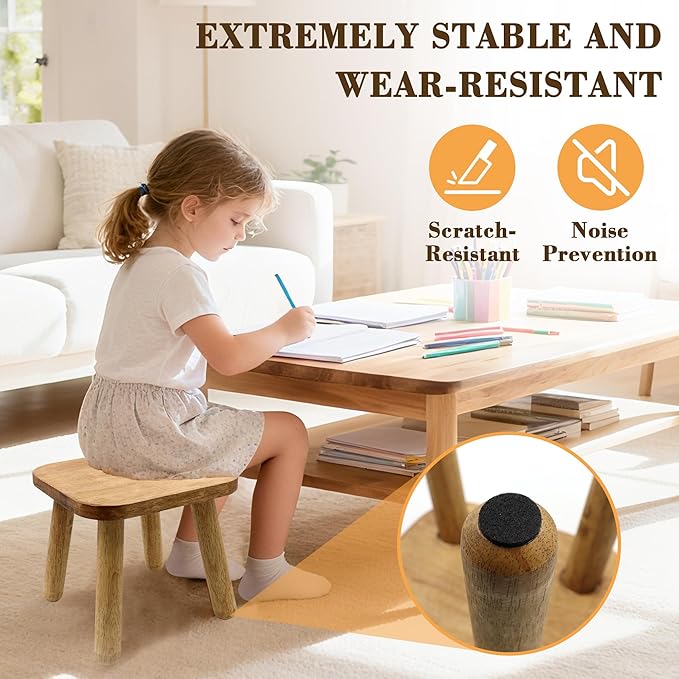 Small Wood Step Stool for Adults Solid Wooden Plant Stools Indoor Detachable Short Wooden Chair for Bedroom Kitchen Bathroom Plant Stand Decor (1 PCS)