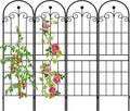 LZRS 4 Pack 71x20in Rustic Iron Arch Decoration Garden Trellis with Black Metal Coating – Perfect for Supporting Climbing Plants Outdoor, Roses, Vines, Flowers, and Vegetables.